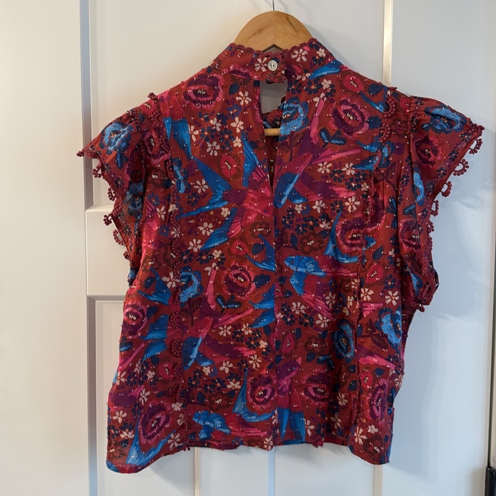 FARM Rio Pink Floral Ruffled Sleeve Blouse - Picture 3 of 5